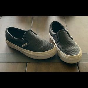 Black Leather Slip on Vans